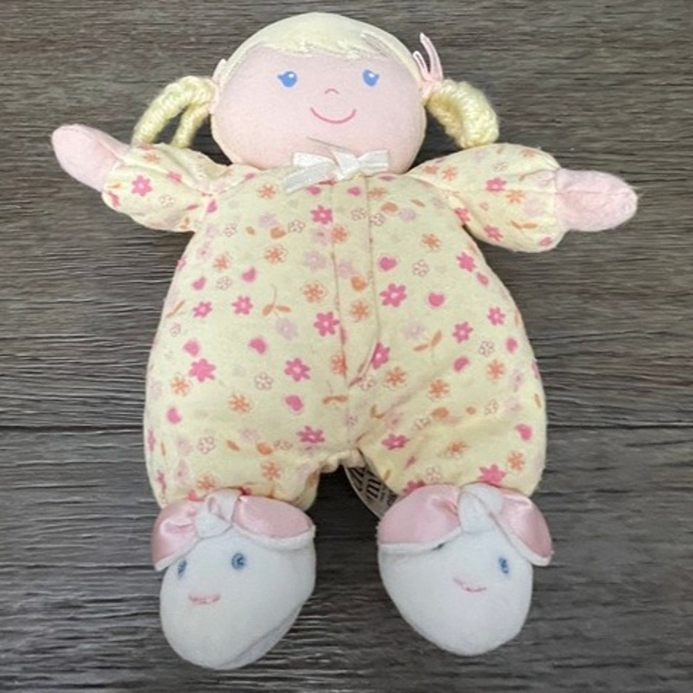 Child of Mine by Carters Blonde Baby‎ Girl Plush Doll Yellow Floral Sleeper